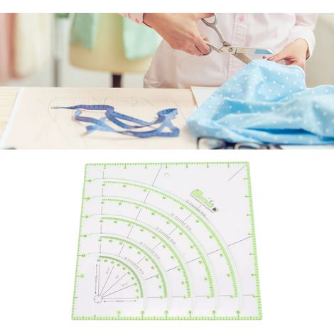 Règle de découpe ronde multifonctionnelle bicolore de 20 cm (8 pouces) pour patchwork, outil de couture, gabarit de découpe de tissu (1/5)