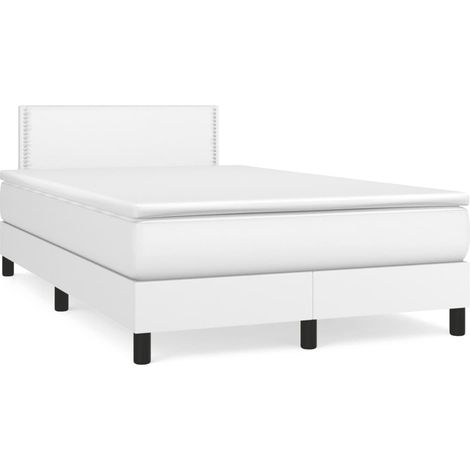 Sommier à lattes de lit avec matelas blanc 120x190 similicuir (1/5)