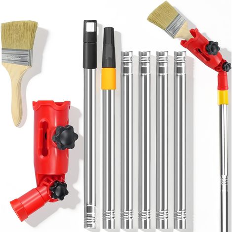 Rallonge Pinceau Peinture Multi Angle, Barre Extension Pinceau Télescopique, Brosse Rouleau Peinture Pivotant 180°, Perche Telescopique pour Murale Peindre, Plafonds Hauts, Murs (Rouge) (1/5)
