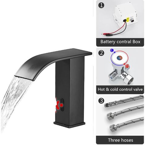 Grifo de lavabo con sensor inteligente, funcionamiento sin contacto, acabado cromado. (1/2)