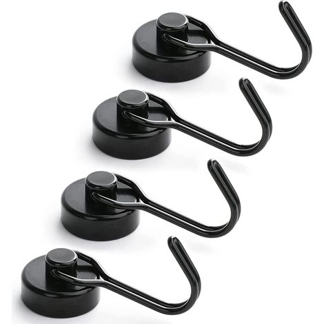 Filiyano-Lot de 4 crochets magnétiques pour réfrigérateur, aimant néodyme puissant de 15 kg, crochet magnétique pivotant puissant pour cuisine, salle (1/4)