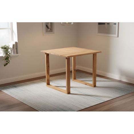 Esstisch Baumkante massiv Akazie natur 80 x 80 cm U-Gestell Holz natur GRAZ