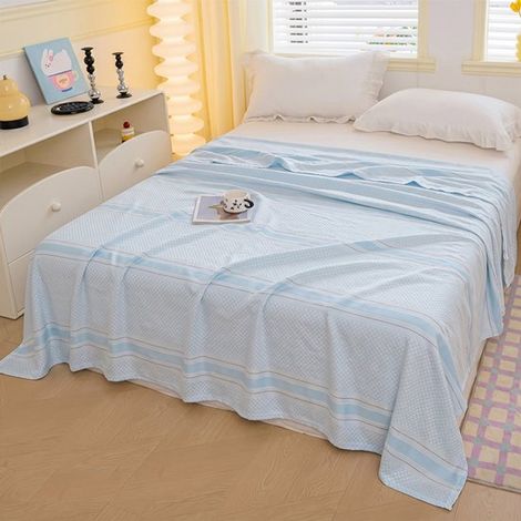 Couverture rafraîchissante - 110x150 cm - Couverture rafraîchissante - Couverture d'été - Double face - Fibres de bambou - Bleu - Couette d'été fine - Couverture auto-rafraîchissante - A (1/4)