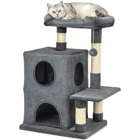 lionto Tiragraffi per Gatto Albero Tiragraffi Gatto Gioco Giocattolo Gatti Altezza 80 cm, Grigio Scuro (1/5)