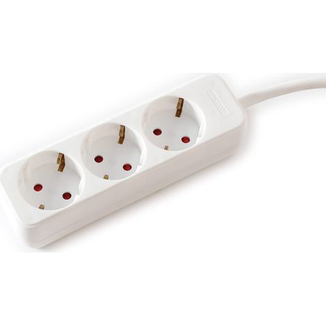 VALUE Ciabatta elettrica a 3 prese, senza interruttore, bianco, 3 m (1/2)