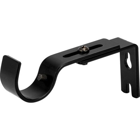 Soporte de barra para cortina de alta calidad, montaje en pared, ganchos ajustables (negro, 1 por paquete) (1/5)