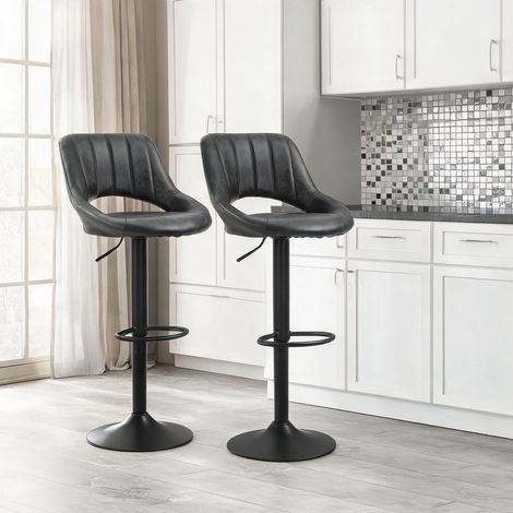 Tabourets de bar réglables en simili cuir gris lot de 2 en cuir (1/5)