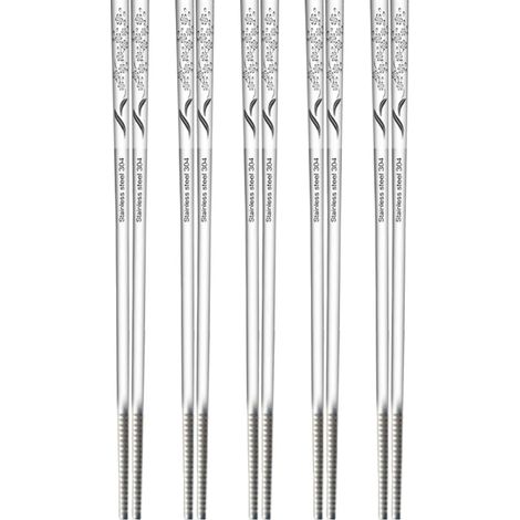 Wiederverwendbare 5 Paar Edelstahl-Essstäbchen, spülmaschinenfest, quadratisch, leicht, rutschfest, Geschenkset (1/5)