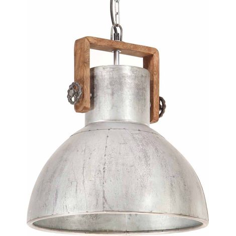 vidaXL Lámpara colgante industrial 25 W plateada redonda 40 cm E27 (1/2)