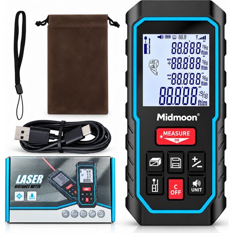 Télémètre Laser 70 m S8C070C – Précision ±2 mm – Mesure de Distance, Surface et Volume – Fonction Pythagore – Écran Rétroéclairé – Protection IP54