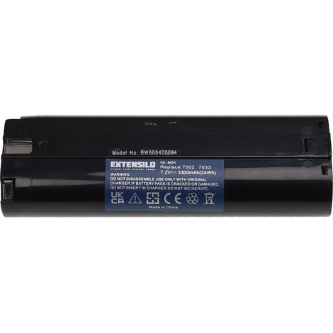 EXTENSILO batteria compatibile con Makita 6012DL, 6012DW, 6002DWK, 6010D, 6010DWK, 6012D, 6010DL, 6010DW utensile elettrico (3300 mAh, NiMH, 7,2 V)