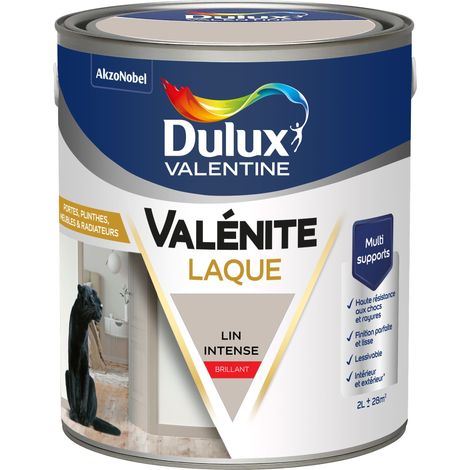 Dulux Valentine Peinture Laque Valénite Intérieur et Extérieur Multi-supports - Finition parfaite et lisse, Haute Résistance - Brillant Lin Intense 2 L