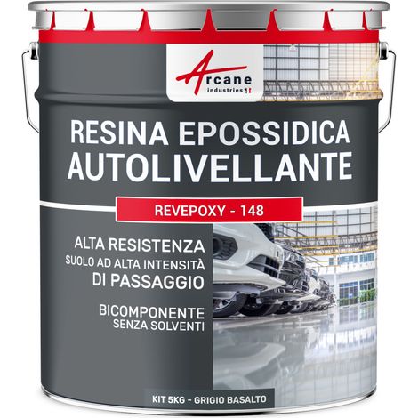 Resina epossidica autolivellante per pavimenti, garage - REVEPOXY - 148 - 5 kg Grigio Basalto - RAL 7012 - ARCANE INDUSTRIES
