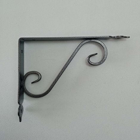 Reggimensola argento da 175x230mm staffa rustica anticata con saetta di rinforzo (1/4)