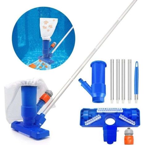Aspirateur Piscine Portable Manuel Avec Brosse Et Manche Aluminium Amovible Pour Bassins Fontaines Et Spas (1/4)