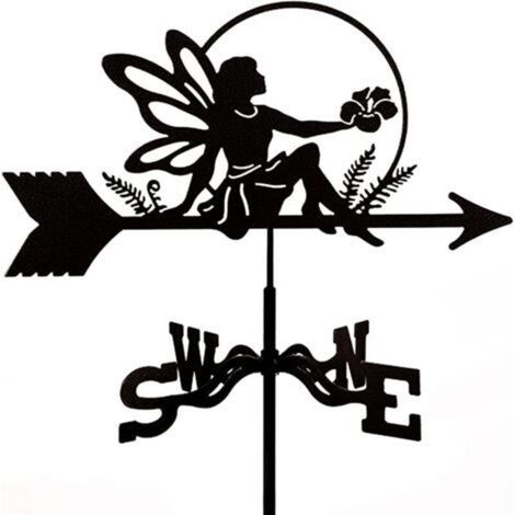 Girouette de Fée en Acier Inoxydable avec Fixation sur Le Toit, Décorations de Jardin pour Extérieur Ferme Cour Tonnelle de Jardin (1/4)