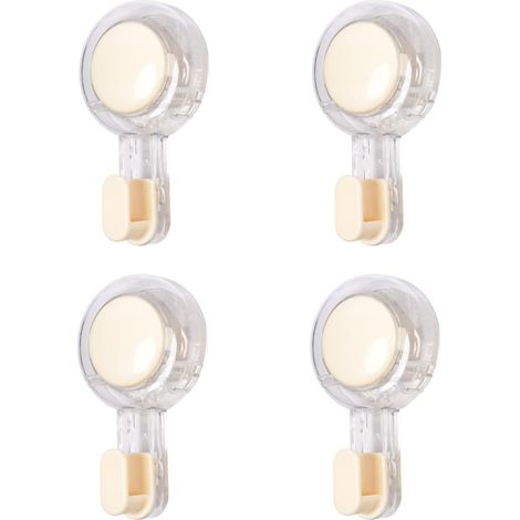 Lot de 4 crochets à ventouse puissants 3 kg Crochets à serviette sans perçage Crochet à ventouse réutilisable Crochet à serviette de salle de bain pour clés Peignoir Cuisine (Blanc crème) (1/5)