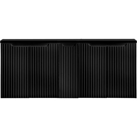Waschbeckenunterschrank Skelbolu mit 5 Türen 140x60x40cm Schwarz [en.casa]