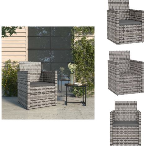 Fauteuil de jardin avec coussin Gris Résine tressée - Fauteuil De Jardin - Chaise De Jardin - Meubles De Jardin - Salon De Jardin - Décoration Extérieure (1/5)