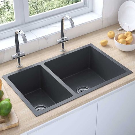 Évier Cuisine - Cuve de cuisine Noir Acier inoxydable BV266490 - BonneVie (1/5)