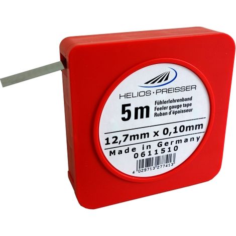 Nastro spessimetro Helios Preisser, cassetta singola (acciaio al carbonio, temprato, larghezza 12,7 mm, lunghezza 5 m, dimensione nominale 0,03 mm) 0611 503