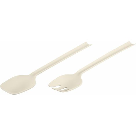 Set di posate da insalata color crema, 29 cm
