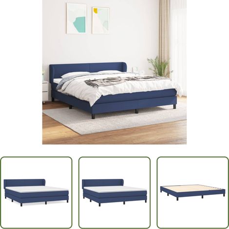 Matratze - Boxspringbett mit Matratze Blau 160x200 cm Stoff (1/5)