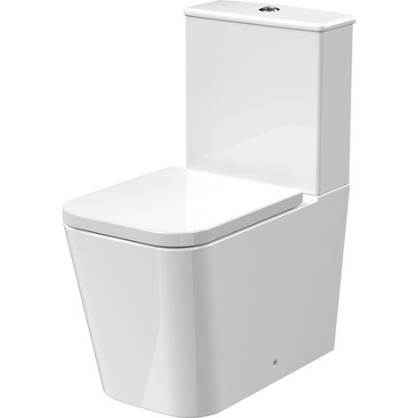 Rimless Flush to Wall Toilet Pan, Cistern & Soft Close Seat - 792mm x 385mm x 623mm (1/4)