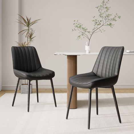 COLAMY Set of 2 Dining Chairs, Generously Padded Seat and Ergonomic Backrest for Long-Lasting Everyday Comfort, Black (1/5)