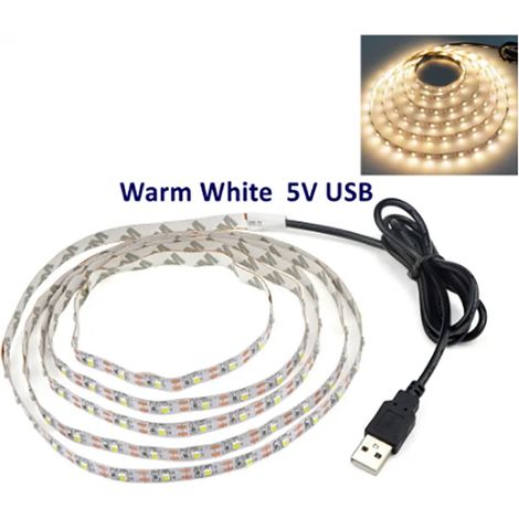Bande LED 5V USB, lumière chaude 2835, éclairage TV, décoration intérieure, 5 m, 1 pièce