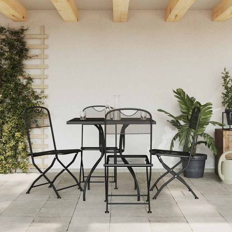 vidaXL Juego de comedor de jardín 5 pzas malla metálica gris antracita (1/5)