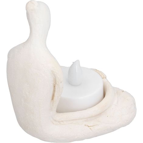 Bougeoir, sculpture de méditation en résine inspirée du yoga (bougie électronique incluse), objet de décoration pour la maison et le bureau SCS-RC007-B2 (1/5)