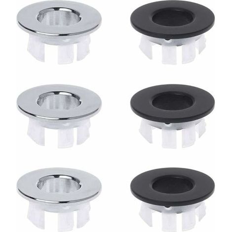 Lot de 6 bouchons trop plein d'évier – Cuivre et plastique – Diamètre 30 mm – Pour trous de 22 à 24 mm – Installation facile sans outil (1/5)