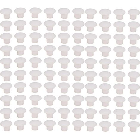 Lot de 100 cache-trous blancs en plastique de 5 mm pour la décoration de meubles. (1/5)