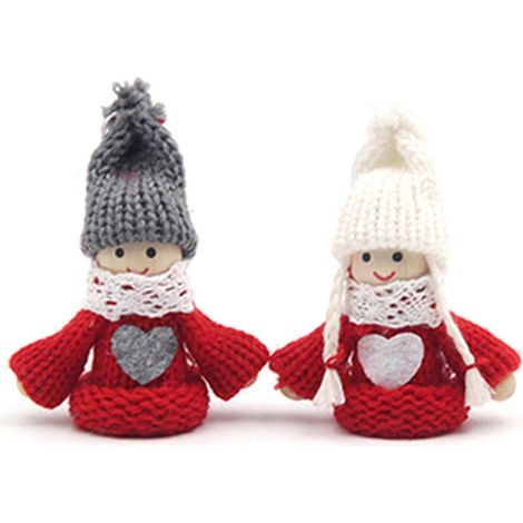 Mini-Weihnachtsbaumschmuck-Set (2er-Set), niedliche kleine Puppen, Innendekoration für Weihnachten, Feiertage, Neujahr, Geschenkidee (1/5)