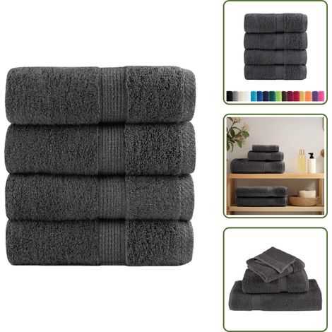 The Living Store Asciugamani per ospiti Premium SOLUND 4 pz Antracite 30x50 cm 600 g/m² - Asciugamani da bagno