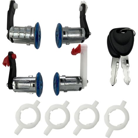 Lot de 4 Cylindre de Serrure de Porte pour Master 2 770147094 Serrure de Porte Avant et Arrière Avec de Clés Compatible avec Movano A Interstar Mascott 7701470945 7701470952 (1/5)