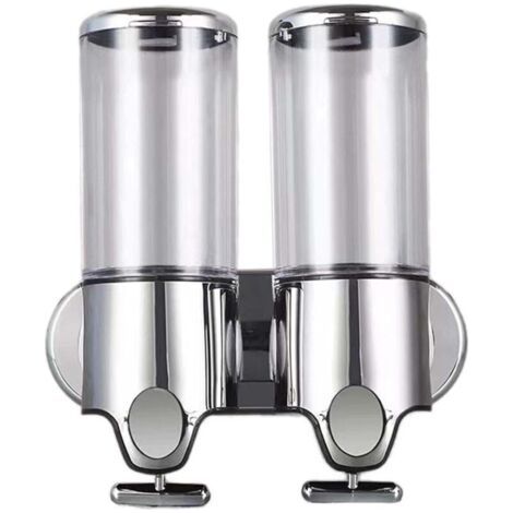 Lot de 2 distributeurs de savon mural de 500 ml - Distributeur de savon manuel pour désinfectant - Distributeur de shampooing et de gel douche pour toilettes, salle de bain, cuisine, hôtel, bureau