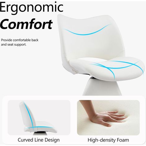 Chaise pivotante confortable blanche – Dossier haut en similicuir, moderne – Idéale pour salle à manger, bureau ou salon (1/5)