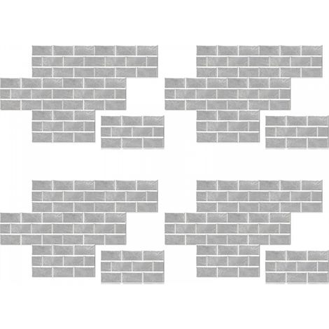 papier peint auto-adhésif imitation carrelage feuille autocollante rétro peler et coller x 24 pièces 15cm 30cm Pvc Gris (1/5)