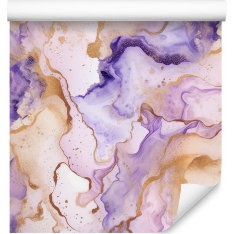 Papel pintado morado tinta y blanco para salón y dormitorio, 50x1000 cm. (1/5)