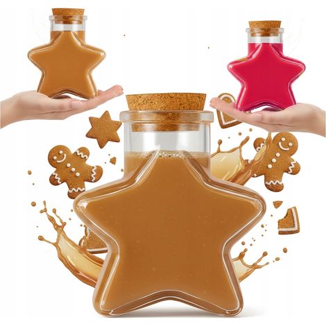 Sternförmige dekorative Glasflasche 280 ml, ideal für Weinsirup, Geschenk (1/5)