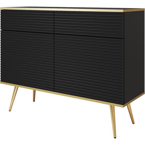 Credenza nera glamour con gambe dorate, 107 x 85 x 39 (1/5)