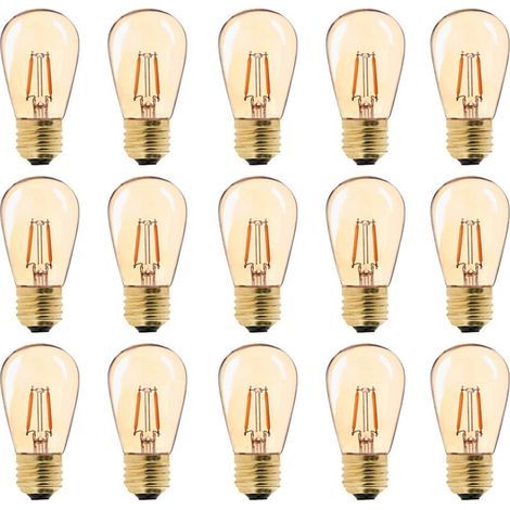 LED E27 Vintage Ampoule, ST45 Faciles à 1W=10W Ampoules à Incandescence, Super Blanc Chaud 2200 K E27 Medium Base Ampoule Lampe de Chevet, Doré en Verre, Non Dimable, Lot de 15 [Classe énergétique G] (1/5)