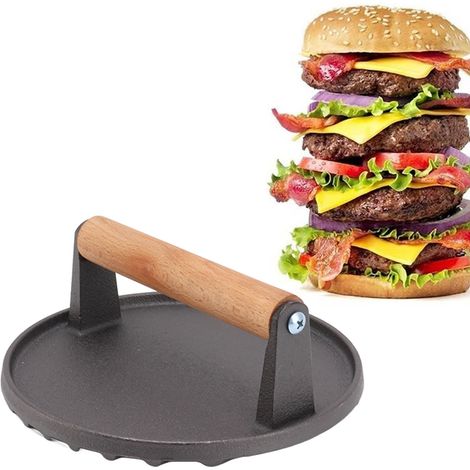 Plaque de presse à viande en fonte pour griller les steaks, plaque de presse à viande ronde pour steaks (1/5)