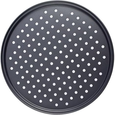 1 Plateau à pizza, Acier au carbone, Surface antiadhésive, Fond épaissi, Avec trous, Pour four domestique