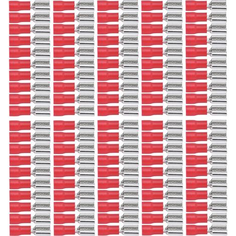 100 Pièces Cosses à Œillet Isolées en Cuivre, Raccords pour Câbles Électriques Domestiques 22-16 AWG
