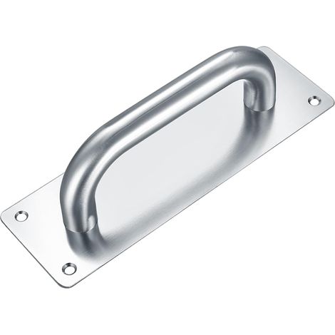 Porte Coulissante, Poignées Traction de Porte Armoire Acier Inox avec Plaques pour Grange, Porte en Bois, Jardin Extérieure - 200x65 mm (argent) (1/5)