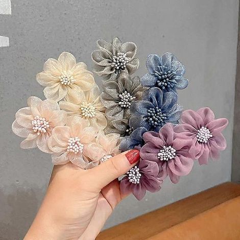 Lot de 5 pinces à cheveux fleuries en alliage, pinces automatiques françaises, accessoires de coiffure tendance pour femmes et filles aux cheveux épais et moyens. (1/5)