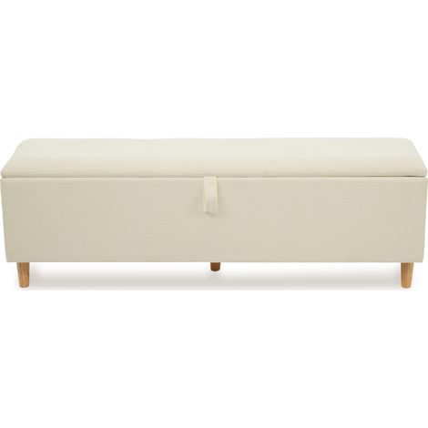 Panca fondoletto con contenitore 165 x 38 cm in velluto a coste beige con vano idraulico MODENUIT (1/5)